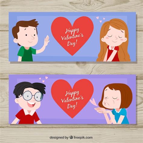 Free Vector Hand Drawn Valentine S Day Banners