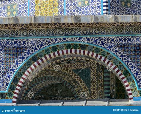 Colorful Mosaic Tiles. Arabic Patterns on the Dome of the Rock, Temple ...