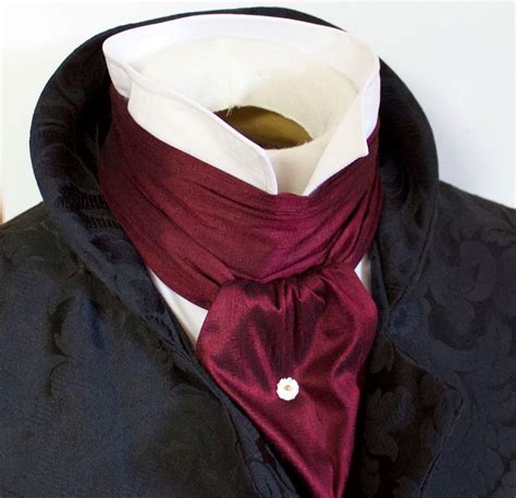 Regency Brummel Victorian Ascot Tie Cravat Maroon Wine