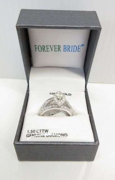 Bridal Ring 10k White Gold From Forever Bride 15 Tcw Genuine Diamond