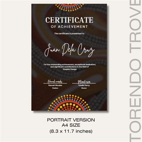 aboriginal certificate template  canva file editable
