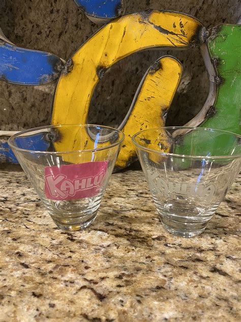 Kahlua Set Of Rocks Cocktail Glasses Tapered Shape Etched Logo Euc Ebay