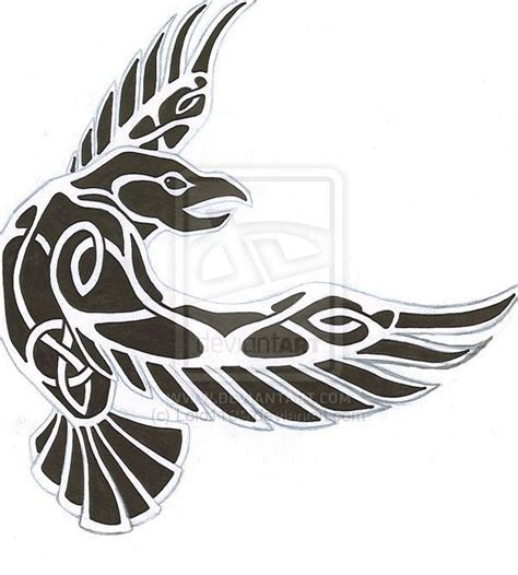 Tribal Norse Raven Tattoo Design Idea Tatto Viking, Viking Raven ...