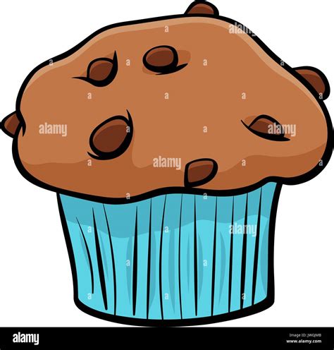 Cartoon Illustration Of Sweet Muffin Cake With Chunks Of Chocolate Clip