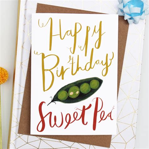 Quirky Happy Birthday Sweet Pea Card Katy Pillinger Designs