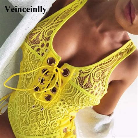 Aliexpress Buy Yellow Lace Up One Piece Swimsuit For Big Boob