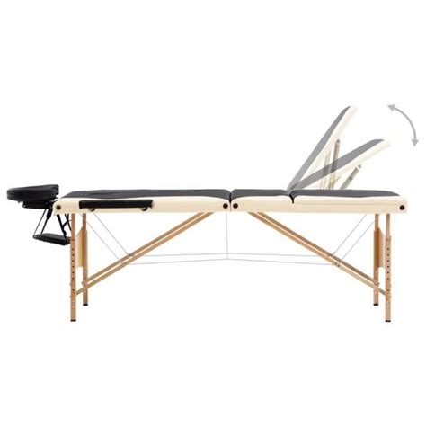 Table De Massage Pliable 3 Zones Bois Noir Et Beige Dioche7454793089194