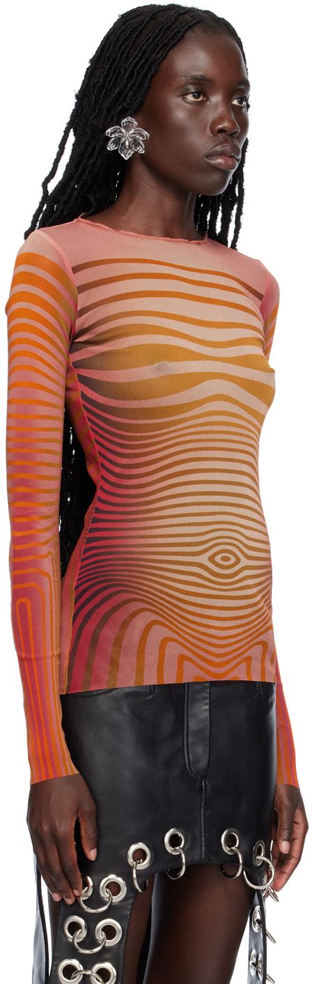 Jean Paul Gaultier Pink Body Morphing Long Sleeve T Shirt Jean Paul