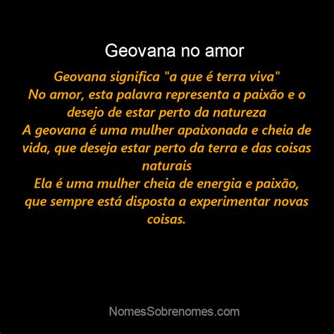 Qual O Significado Do Nome Geovana No Amor