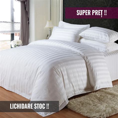 lenjerie pat  bumbac damasc horeca king size ralex pucioasa
