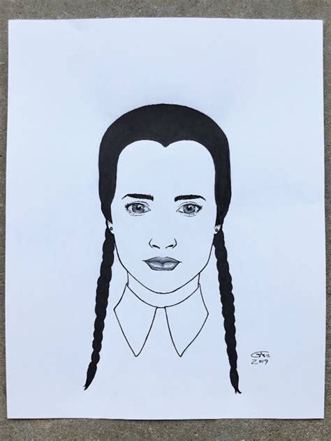 Wednesday Addams 8 5x11 Inked Drawing Etsy