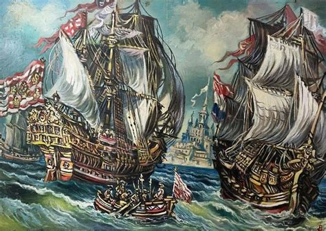 Lot Art Oil Painting 18th Century Ships Alexander Arkadievich Litvinov