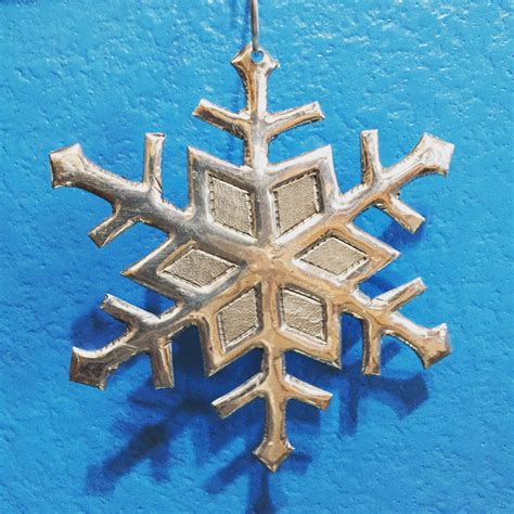 Handcrafted Hammered Aluminum Snowflake Christmas Tree Ornament