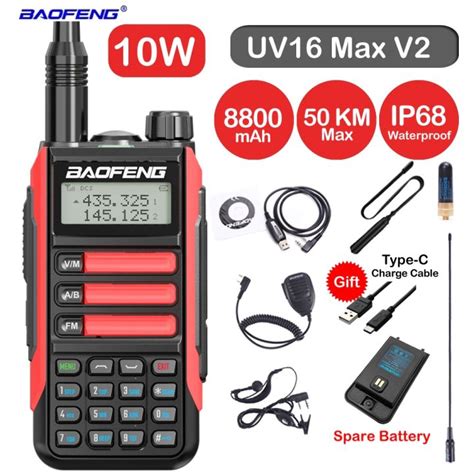 Baofeng Uv16 Max V2 High Power Upgraded Of Uv 9r Plus Uv5r Pro Walkie Talkie Ip68 Waterproof