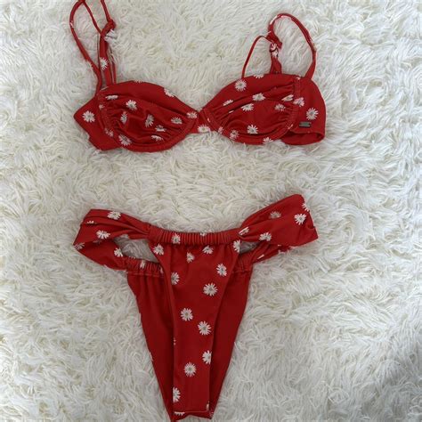 Cutest Red Flower Bikini Depop