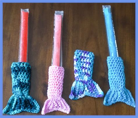 Set Of Crocheted Mermaid Tail Ice Pop Holders Freeze Pop Etsy