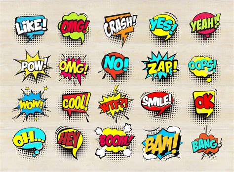 Colorful Comic Speech Bubbles Svg Speech Bubble Pop Art Etsy