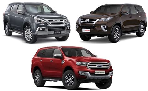 Isuzu Mu X Vs Ford Endeavour Vs Toyota Fortuner Specifications