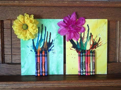 Mothers Day Melted Crayon On Canvas Art Project Elementary Art