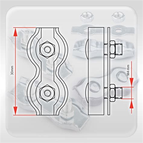 2mm Drahtseilklemme Duplex verzinkt Klemmen für Drahtseil 2mm