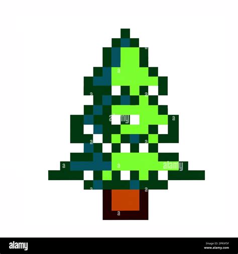 8 bit pixel art illustration of christmas tree isolated on white ...