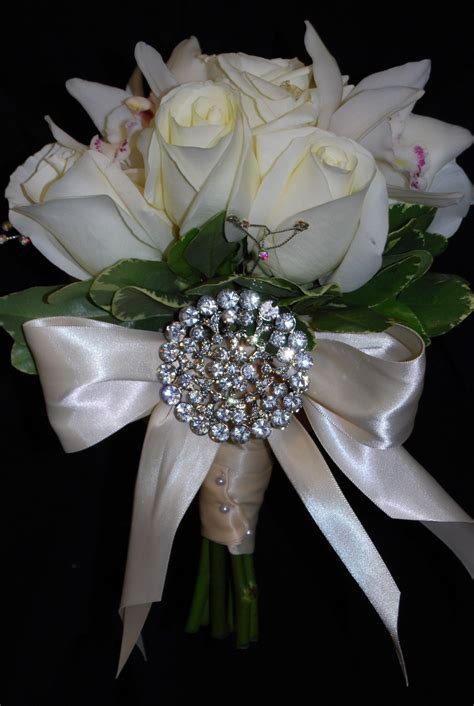 Fancy Prom Bouquet Roses With A Bow And Bling Prom Bouquet Prom Flowers Hand Tied Bouquet