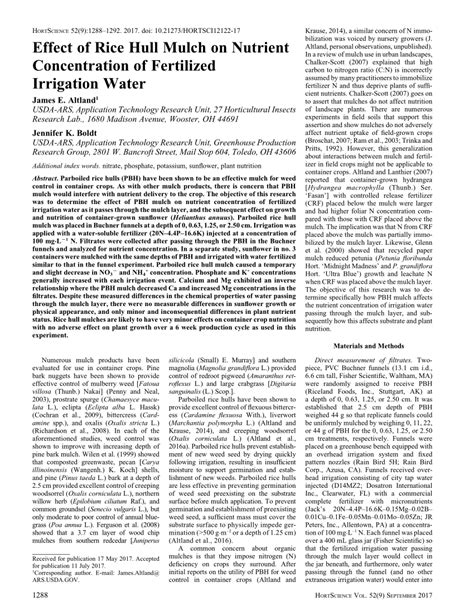 (PDF) Effect of Rice Hull Mulch on Nutrient Concentration of Fertilized ...