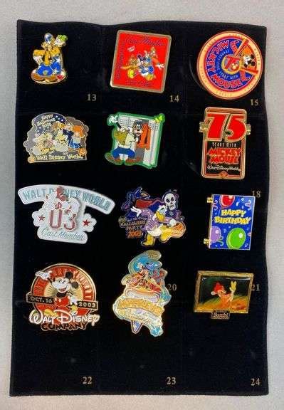 Group Of 12 Disney Enamel Pins Matthew Bullock Auctioneers