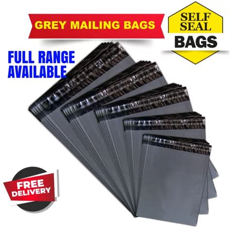 Grey Mailing Bags Strong Poly Postal Postage Post Mail Self Seal All