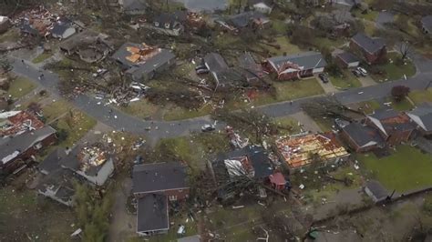 Drone video shows damage in aftermath of Arkansas tornado