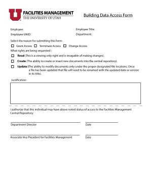 Fillable Online Facilities Utah Building Data Access Form Facilities