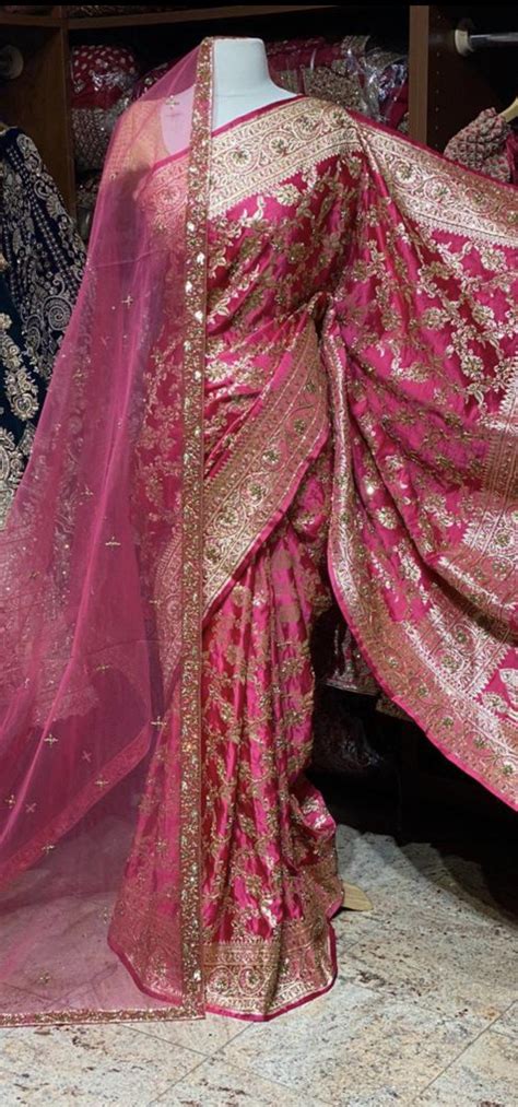 Ruby Pink Pure Silk Banarasi Bridal Saree Bbs 001 Indian Bridal Outfits Bridal Blouse Designs