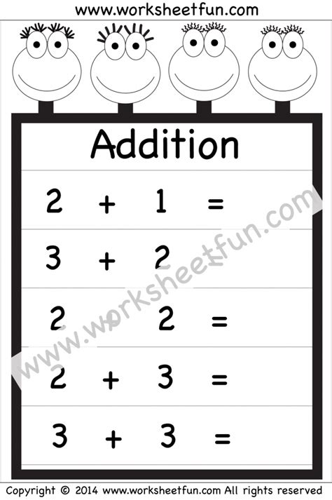 Kindergarten Addition Worksheets Beginner Addition 3 Worksheets