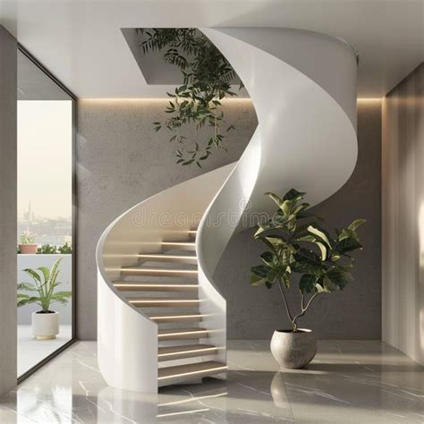 Spiral Stairs Interior Design, Abstract Modern Architecture Stock Illustration - Illustration of ...