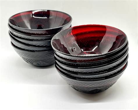 Vintage Cristal Darques Durand Luminarc Ruby Red Bowl Set Of Etsy