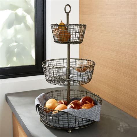 Rustic Tier Iron Fruit Basket Crate And Barrel