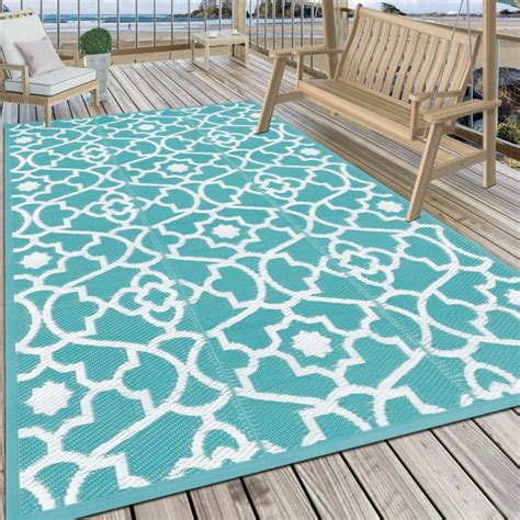 Meyjey 6 X9 Outdoor Rug Reversible Plastic Straw Area Rug For Patio Deck Camping Rv Porch