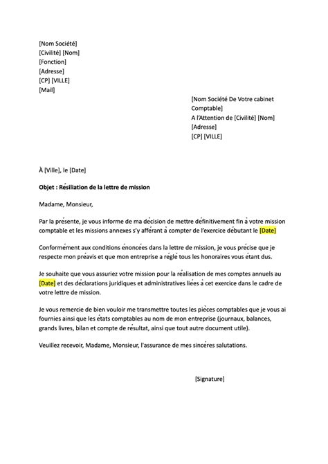 Lettre De R Siliation Comptable Gratuit Format Word