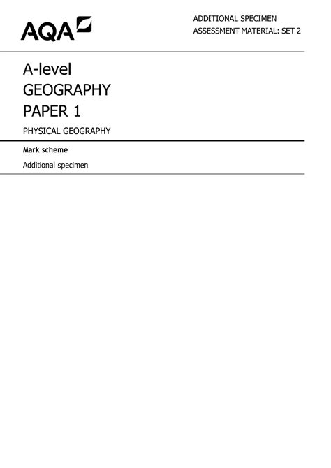 Solution Aqa A Level Geography Paper Physical Geography Studypool