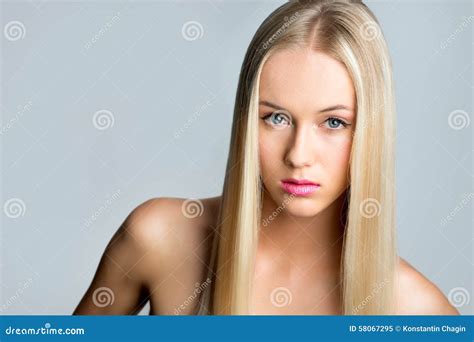 Beautiful Girl With A Long Hair Stock Image Image Of Beauty Dark