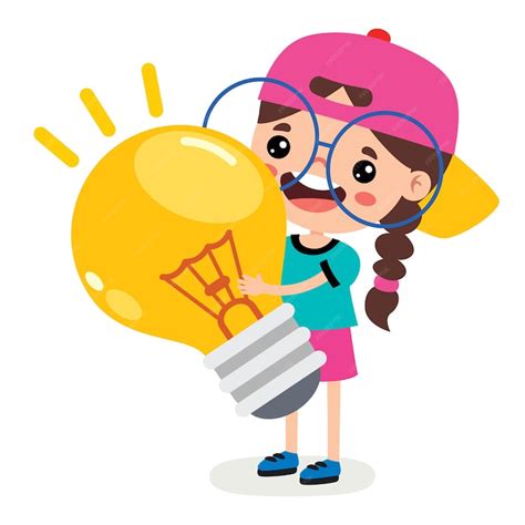 Premium Vector | Cartoon Child Holding Light Bulb