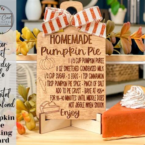 Pumpkin Pie Recipe Cutting Board SVG Digital File Fall SVG Etsy