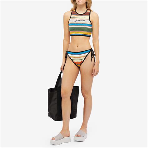 GANNI Crochet Bikini Bottom Beach Stripe Multi END KR