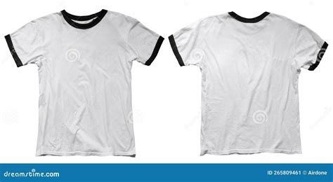 Wrinkled Blank White Ringer T Shirt Template Front And Back Design