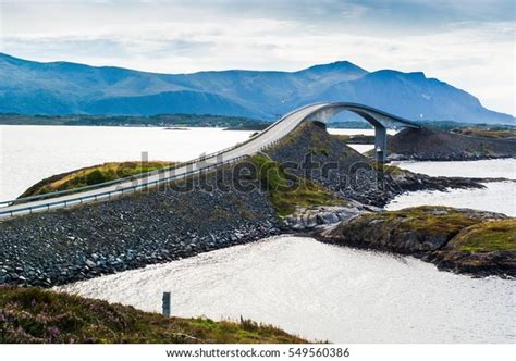 Storseisundet Bridge Main Attraction Atlantic Road Stock Photo