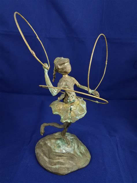 Abstract Ish Bronze Brass Sculpture Of Dancing Girl With Hoops