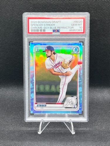 Spencer Strider 2020 Bowman Draft Sky Blue Chrome Refractor PSA 10