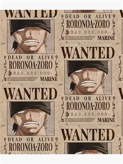 One Piece Zoro Wanted Poster Backpack Sticker For Sale By