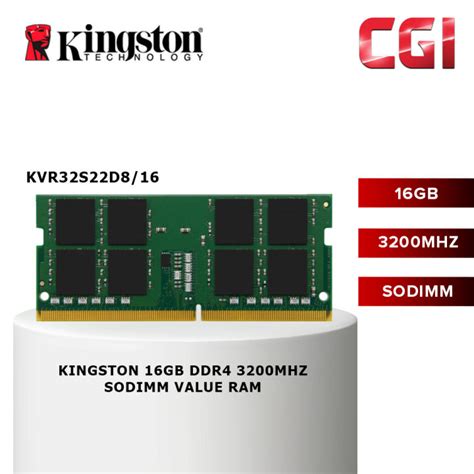 Kingston 16GB DDR4 3200Mhz Sodimm Value Ram KVR32S22D8 16