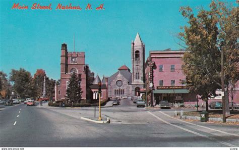 NASHUA New Hampshire 1950 1960 S Main Street Showing Public Library